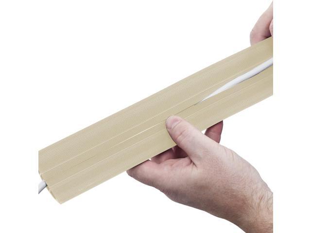D-Line 6ft Floor Cord Cover, Cable Protector, Extension Protect Wires & Prevent Trips, Management Solution - Cavity = 0.63' (W) x 0.31' (H) Beige