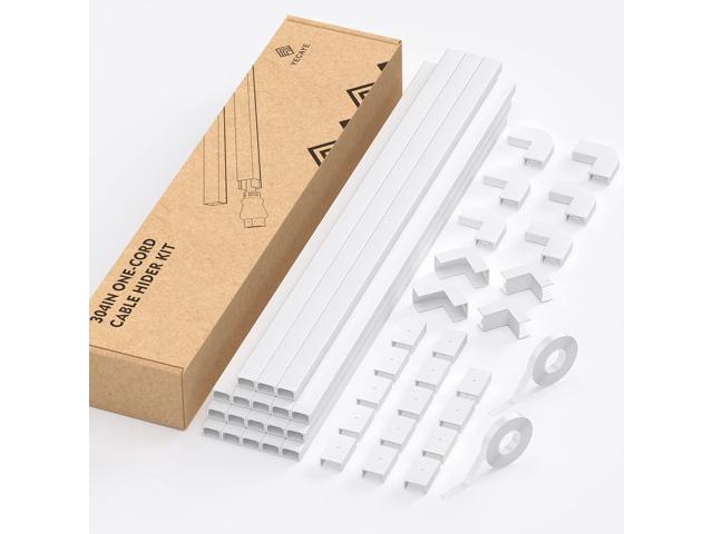 304in Cord Hider, Yecaye One-Cord Cable Concealer Kit, PVC Wire Covers for Cords on Wall, Paintable Cable Raceway Management, Max for 2 Small Cords...