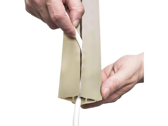 D-Line 6ft Floor Cord Cover, Cable Protector, Extension Protect Wires & Prevent Trips, Management Solution - Cavity = 0.63' (W) x 0.31' (H) Beige