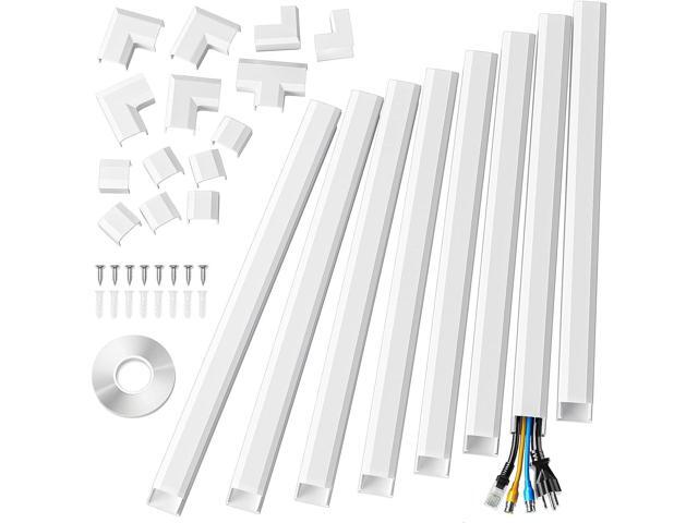 125in Cord Cover, Yecaye Large Cord Concealer on Wall Cable Management, Cable Raceway Kit for Mount TVs, Wire Hider for Home Office, 8X L15.7in...