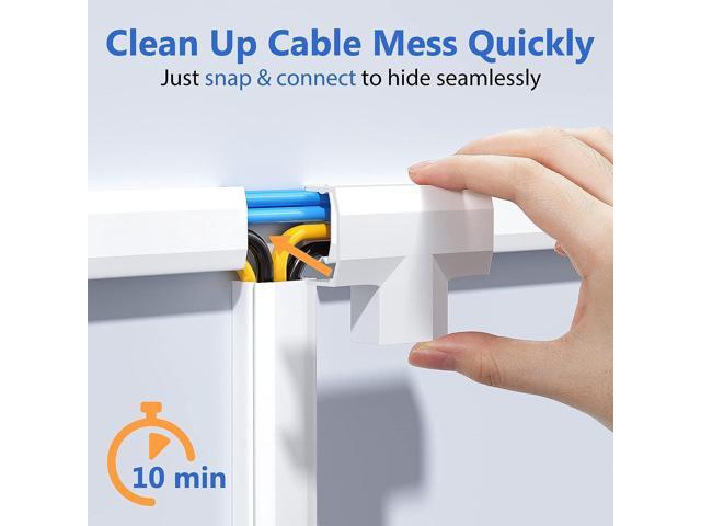125in Cord Cover, Yecaye Large Cord Concealer on Wall Cable Management, Cable Raceway Kit for Mount TVs, Wire Hider for Home Office, 8X L15.7in...