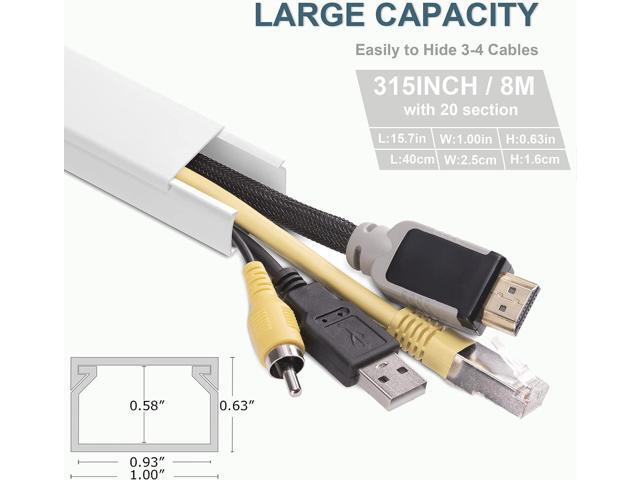 Cord Hider, Wire Cover, Cord Covers Wall Mounted TV, Cable Hider, 315 in Paintable White Raceway Kit, Electrical Cords Concealer, Cable Management,...