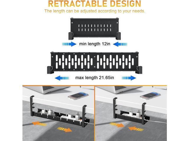 Under Desk Cable Management Tray,JIEJIEGS Expandable Metal Cords Management Box with Desk Clamp Super Sturdy Metal, No Drill,Stable Cords Organizer...