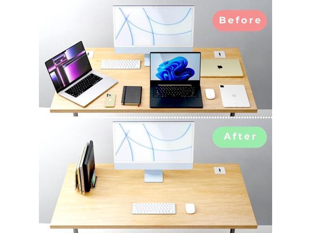 Adjustable Laptop Stand, 5 Slots, Aluminum Space-Saving, for Apple MacBook/Surface/Galaxy/Tablet/iPad/iPhone, Silver