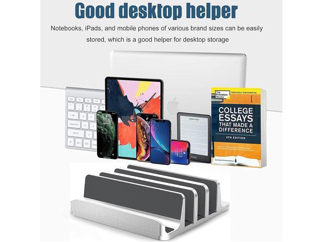 Vertical Laptop Stand [Updated Version], 3 Slot Desktop Stand Holder with Adjustable Dock, 4 in 1 Design Space-Saving Laptop Stand for Desk...