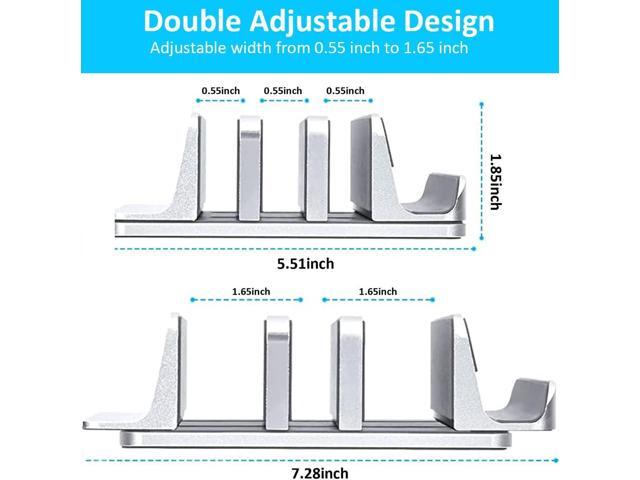 Vertical Laptop Stand [Updated Version], 3 Slot Desktop Stand Holder with Adjustable Dock, 4 in 1 Design Space-Saving Laptop Stand for Desk...