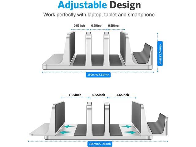 Vertical Laptop Stand [Updated Version],3-Slot Desktop Stand Holder with Adjustable Dock,4 in 1 Design Aluminum Space-Saving Laptop Stand for Desk...
