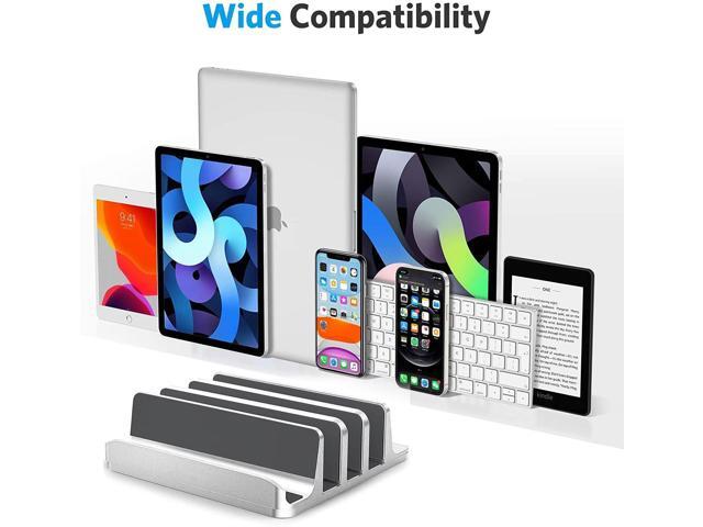 Vertical Laptop Stand [Updated Version],3-Slot Desktop Stand Holder with Adjustable Dock,4 in 1 Design Aluminum Space-Saving Laptop Stand for Desk...