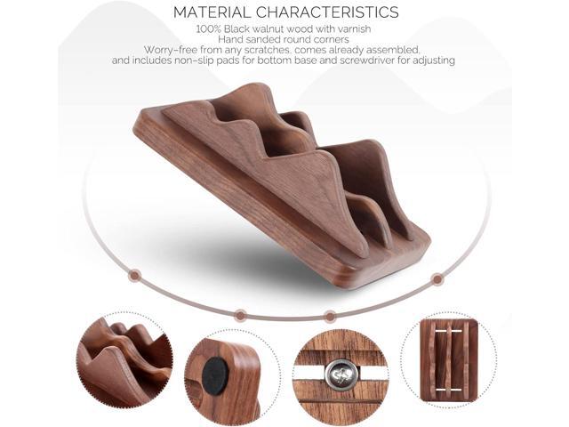 Dual Vertical Laptop Holder for Desk and Side Table, Space Saver, Adjustable Slot Vertical Laptop Holder - Minimal, Upright and Walnut Wood for...