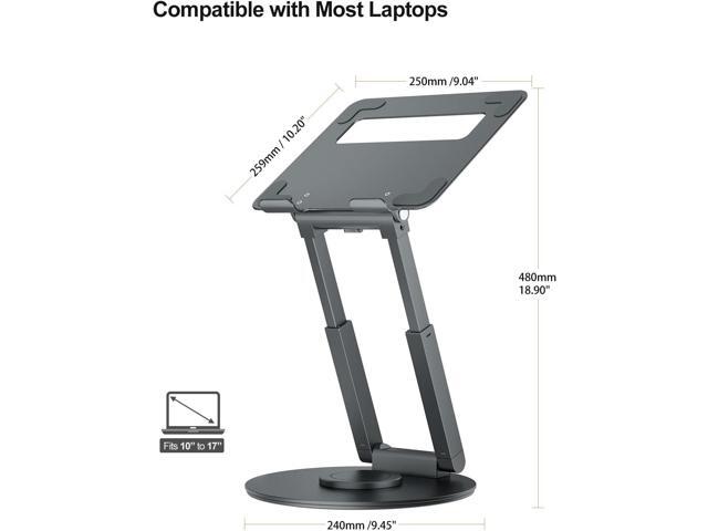 tounee Telescopic Laptop Stand for Desk with 360° Swivel Base, Sit to Stand, Height Adjustable, Portable Riser Holder for Good Posture, Compatible...