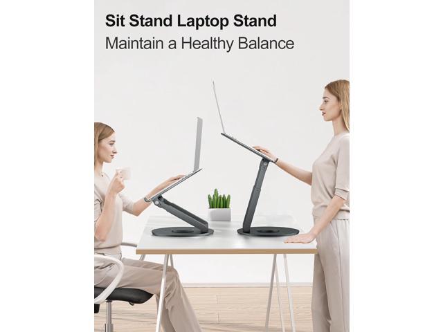 tounee Telescopic Laptop Stand for Desk with 360° Swivel Base, Sit to Stand, Height Adjustable, Portable Riser Holder for Good Posture, Compatible...