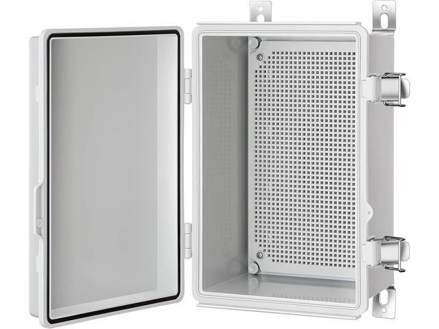 Gratury Junction Box, IP67 Waterproof Plastic Enclosure for Electrical Project, Hinged Grey Cover, Includes Mounting Plate and Wall Bracket...