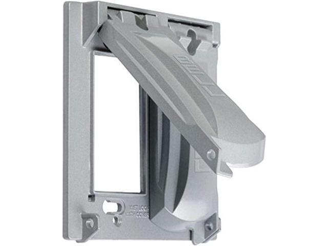 Hubbell-Bell MX2050S Two Gang Two Device Flat Metal Weatherproof Receptacle Cover, Grey