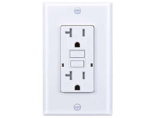 20 Amp GFCI Outlet, Tamper-Resistant, Weather Resistant Receptacle Indoor or Outdoor Use, LED Indicator with Decor Wall Plates and ScrewsUL Listed,.