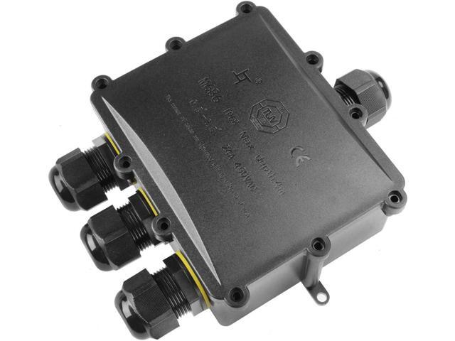 4 Way Electrical Junction Box, La Vane IP68 Waterproof 4 Way Cable Connector Lighting Connector Electric External Coupler, Cable Gland Ø 4-14mm