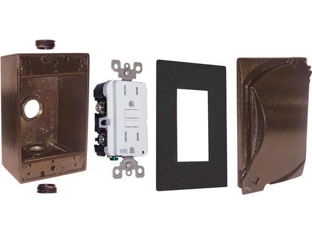 Sigma Engineered Solutions 16449ORB Weatherproof TRWR GFCI Receptacle Kit with Universal Cover, Oil Rubbed Bronze