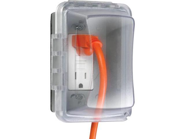 TayMac MM510C Single-Gang Horizontal/Vertical Weatherproof Receptacle Cover, 3.75 Inches Deep, Clear