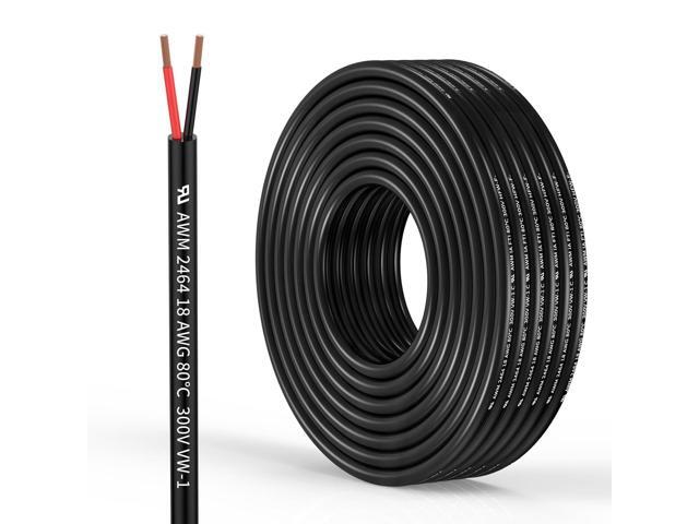 18 Gauge 2 Conductor Electrical Wire 18AWG Electrical Wire Stranded PVC Cord Oxygen-Free Copper Cable 200FT/61M Flexible Low Voltage LED Cable for...