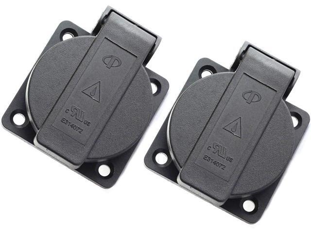 2-Pack US Standard Water-Proof Power Outlet 3-Hole Socket AC 15A 125V Panel Mount Dust-Proof Industrial Electrical Female Plug Power Connector