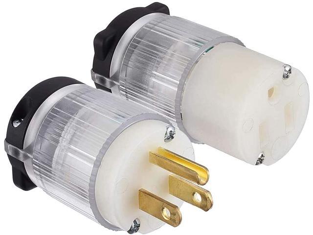 Miady Lighted Extension Cord Ends, 15 Amp 125 Volt NEMA 5-15, 2Pole 3Wire, Electric Plug Replacement, UL listed