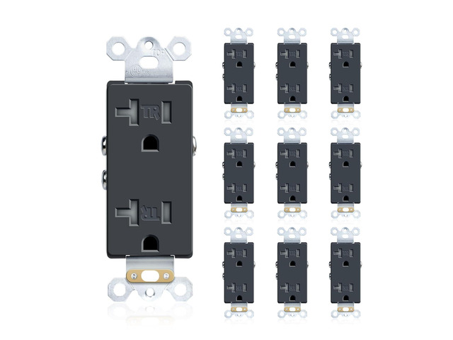 20A Heavy-Duty Duplex Receptacle, Wall Standard Electrical Outlet, Residential Grade, Tamper-Resistant, 2 Pole 3 Wire, Self-Grounding, Child Proof,...