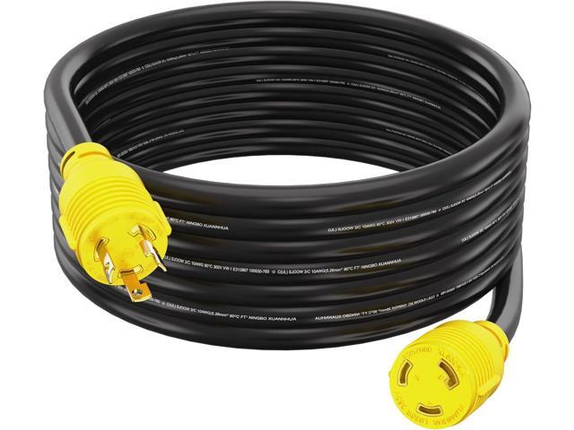 Houseables 30 Amp Generator Cord, L6-30 Extension Cord, L6-30R, L6-30P, Generator Cable, 3 Prong, 250V Extension, 30amp, NEMA, Twist Lock, Power...