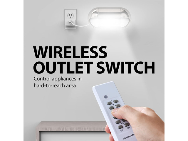 Fosmon Wireless Remote Control Outlet Plug Indoor, Battery Operated On/Off Light Switch for Electrical Outlet, Fan, Christmas Tree, No...