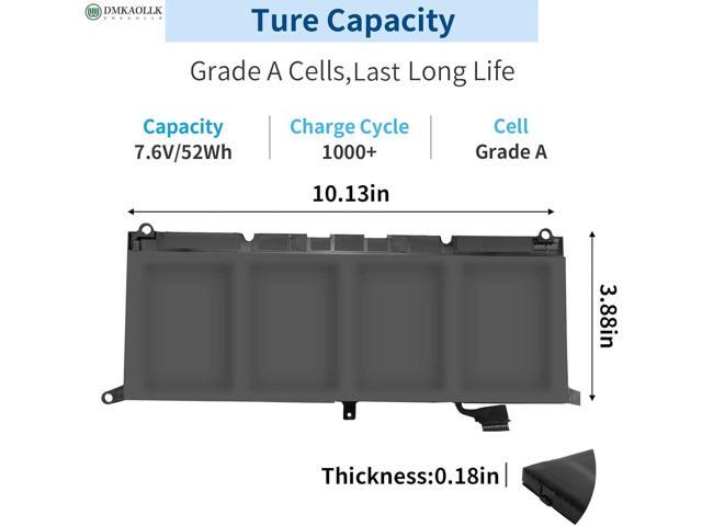 DXGH8 7.6V 52Wh Battery for Dell XPS 13 9370 9380 2019 Inspiron 13 7390 7391 2-in-1 5390 5391 7490 Latitude 3301 E3301 Vostro 5390 5391 Series...