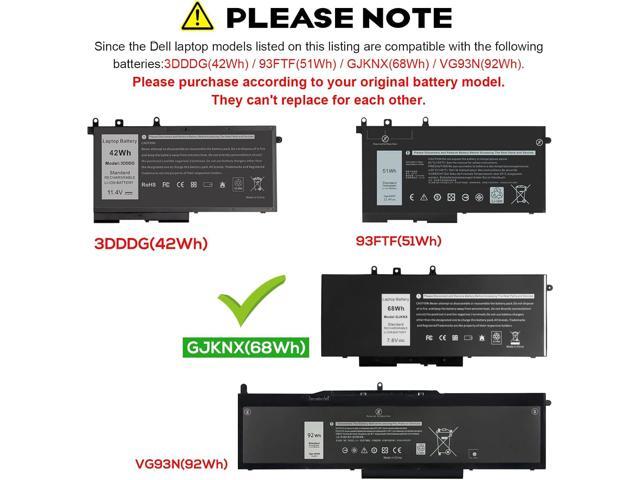 Futurebatt 68Wh GJKNX Battery Replacement for Dell Latitude 5480 5580 5280 5288 5488 5490 E5280 E5288 E5480 E5580 Series. p/n:Battery GJKNX, GD1JP,...