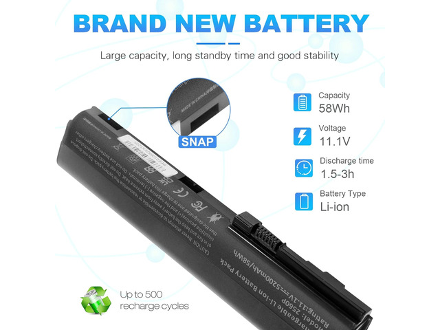 Futurebatt New 5200mAh Laptop Battery for HP Elitebook 2560p 2570p SX03 SX06 632423-001 HSTNN-DB2K