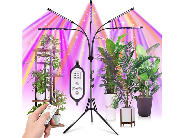 Grow Lights for Indoor Plants,5 Heads Red Blue White Full Spectrum Plant Light with 15-60' Adjustable Tripod Stand, Indoor Grow Lamp with Remote...