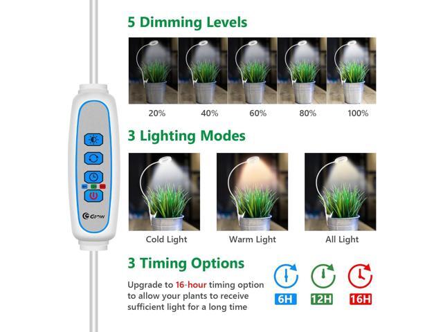 Grow Lights for Indoor Plants, LED Full Spectrum Plant Light for Indoor Plants, Halo Plant Growing Lamp with Clip, 3 Light Modes, 6/12/16H Timer, 5...
