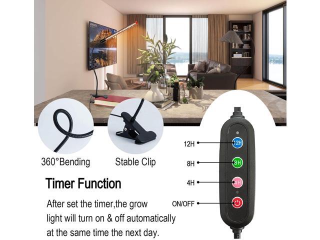 2024 Upgraded Plant Light, 1000 Lumen Clip On Grow Light 1-Head with 4/8/12H Timer Function, Grow Lights for Indoor Plants Full Spectrum, Bright...