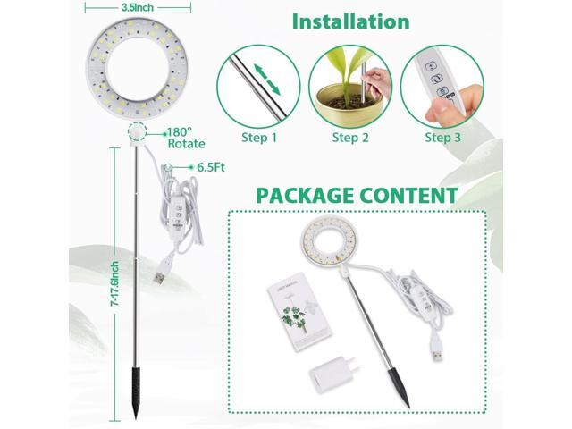 2 Pack Halo Plant Grow Light, 6000K White LED Full Spectrum Growing Lamp for Indoor Plants, Succulents, Mini Bonsai, Small Plants, Height...