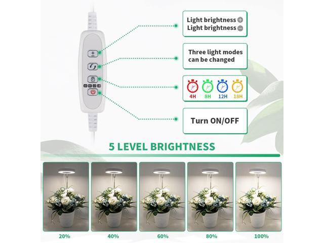 2 Pack Halo Plant Grow Light, 6000K White LED Full Spectrum Growing Lamp for Indoor Plants, Succulents, Mini Bonsai, Small Plants, Height...