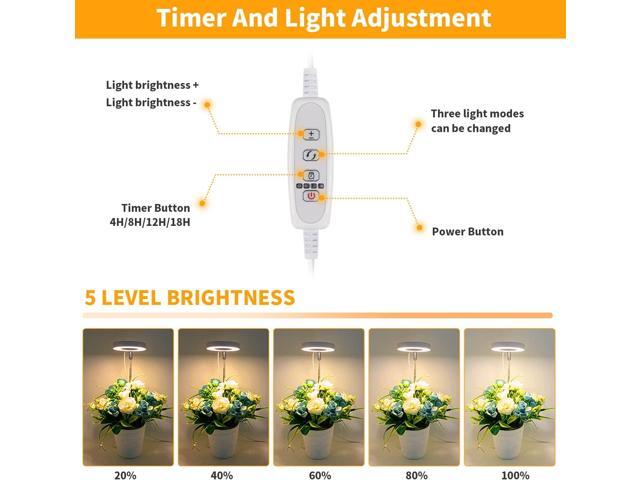 GooingTop LED Grow Light, Halo Plant Growing Lamp for Indoor Plants Growth, White Full Spectrum Low Light for Small Plants,Upgrade Timer 4/8/12/18...