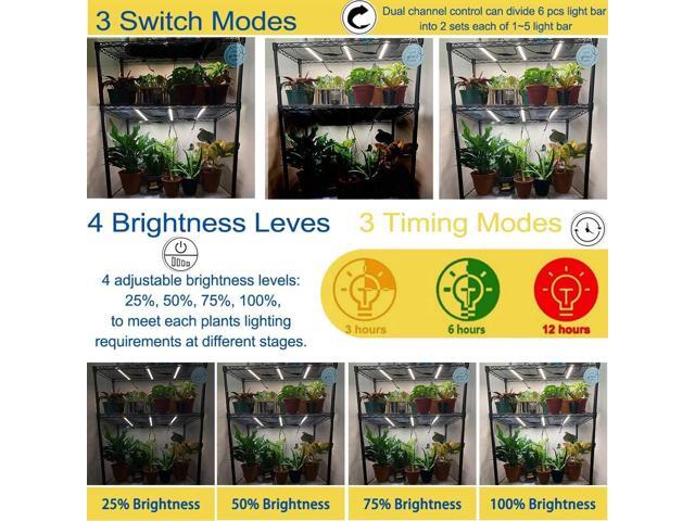 LED Plant Grow Lights Strips for Indoor Plants Full Spectrum with Auto ON & Off Timer, T5 Sunlike Grow Lights Bar Growing Lamps for Greenhouse...
