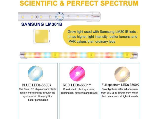 LED Plant Grow Lights Strips for Indoor Plants Full Spectrum with Auto ON & Off Timer, T5 Sunlike Grow Lights Bar Growing Lamps for Greenhouse...