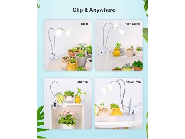 DOMMIA Grow Lights for Indoor Plants,Full Spectrum Grow Light with Warmwhite Red LED,Dual Head Clip on Plant Light for Indoor Plants,ON/Off...