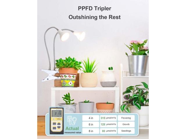 DOMMIA Grow Lights for Indoor Plants,Full Spectrum Grow Light with Warmwhite Red LED,Dual Head Clip on Plant Light for Indoor Plants,ON/Off...