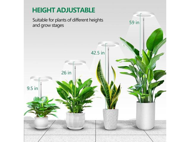 6.3 inch Grow Lights for Indoor Plants,Large Plant Light with 3 Timers, 10 Level Dimmable Brightness, Full Spectrum Plant Lamp, Height Adjustable...