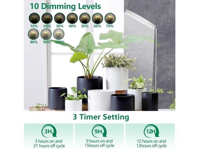 6.3 inch Grow Lights for Indoor Plants,Large Plant Light with 3 Timers, 10 Level Dimmable Brightness, Full Spectrum Plant Lamp, Height Adjustable...