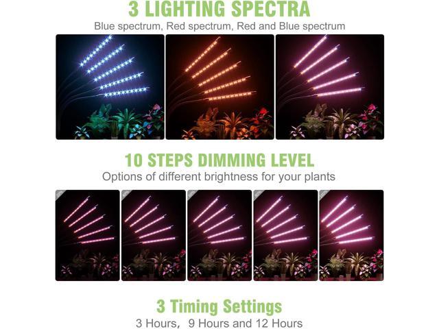 Grow Lights for Indoor Plants, 150 LED Grow Light for Seed Starting with Red Blue Spectrum, 3/9/12H Timer, 10 Dimmable Levels & 3 Switch Modes,...