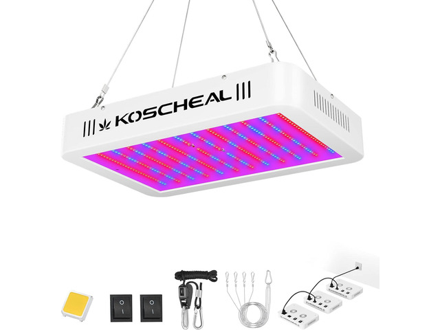 KOSCHEAL LED Grow Light Full Spectrum 1200W, Plant Grow Light with Veg & Bloom Switch for Hydroponic Indoor Plants LED Grow Lamp with Daisy Chain,...