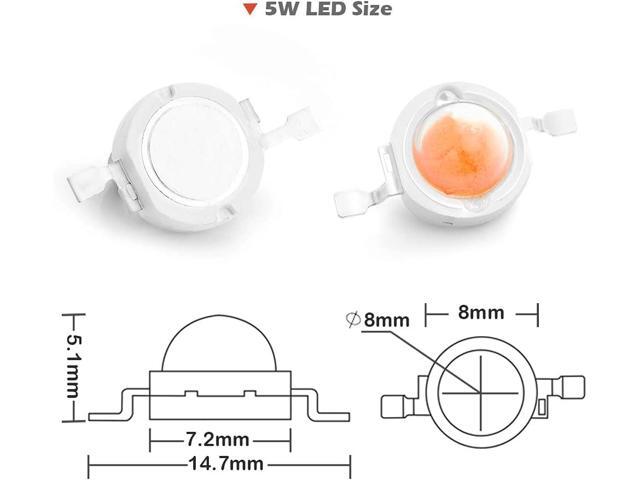 CHANZON 10 pcs High Power Led Chip 5W Full Spectrum Plant Grow Light (380nm - 840nm / 600mA - 700mA / DC 6V - 7V / 5 Watt) SMD COB Emitter Diode...