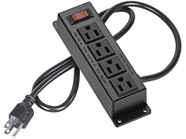 Wall Mount Power Outlet Strip, 4 Outlet Mountable Power Strip with Switch, 3ft Cord Under Desk Power Strip for Office/Industrial/Home, Flat Plug,...