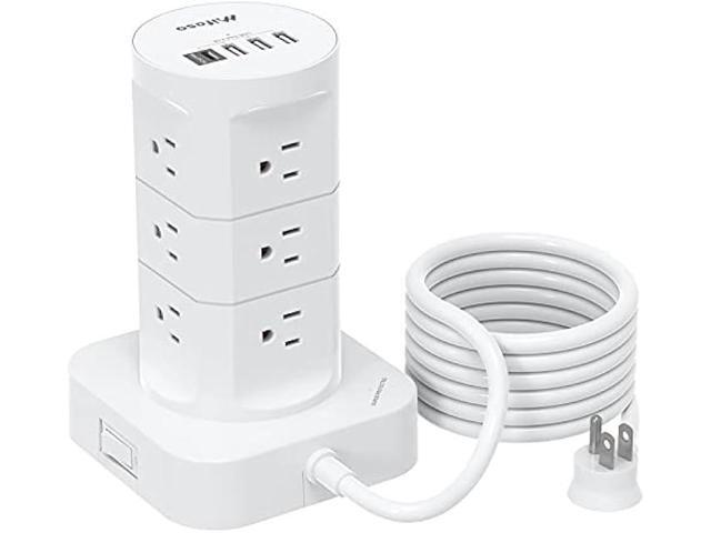 Surge Protector Power Strip Tower - 12 Widely Outlets with 4 USB Ports (1 USB C), 6FT Heavy Duty Extension Cord, Flat Multi Plug Outlet Extender...