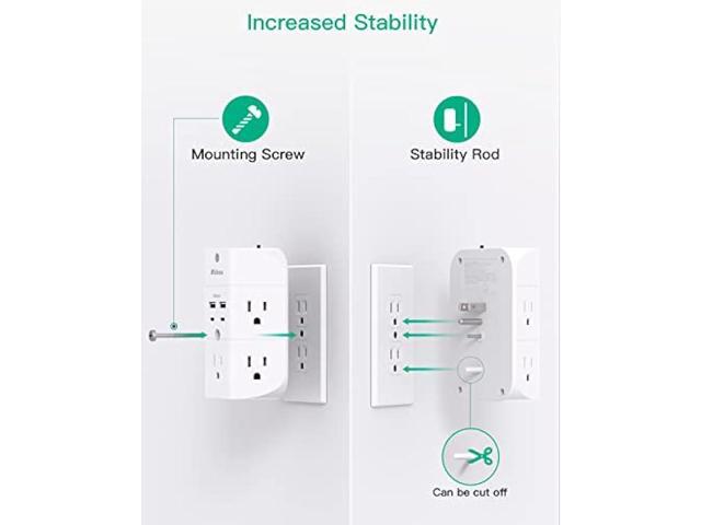 Surge Protector Outlet Extender - with Night Light, 5-Outlet Splitter and 4 USB Ports (2 USB C Charger), Multi Plug Outlet for Home, Dorm Room...