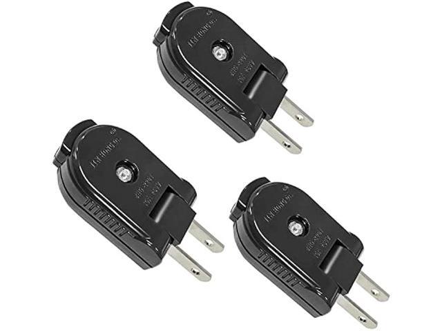 Extension Cord Replacement Male Power Plug, 2 Prong, 125V/10A, Non-Grounding, Ideal for Small Appliances Such as Power Strips & Lamps & DIY...