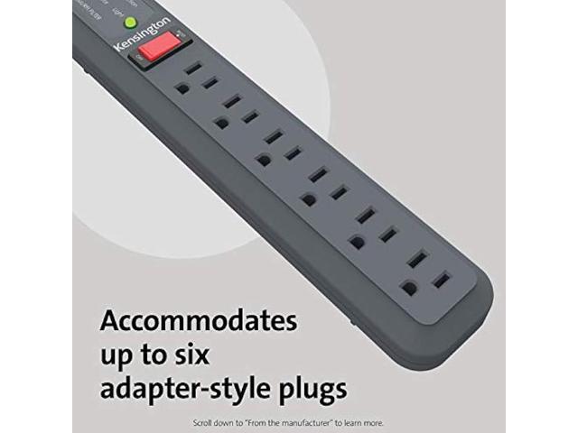 Kensington Guardian 6 Outlet, 15-Foot Cord, & 540 Joules Premium Surge Protector (K38215NA), Black